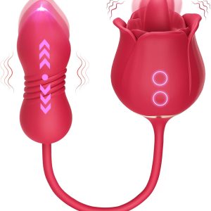 Sex Toys Rose Vibrator Dildo - MOOLIGIRL 4IN1 Adult Toys for Women with 9 Tongue Licking & Thrusting Dildos G Spot Vibrators, Anal Rose Sex Toy Nipple Clitoral Stimulator Licker for Female Couples