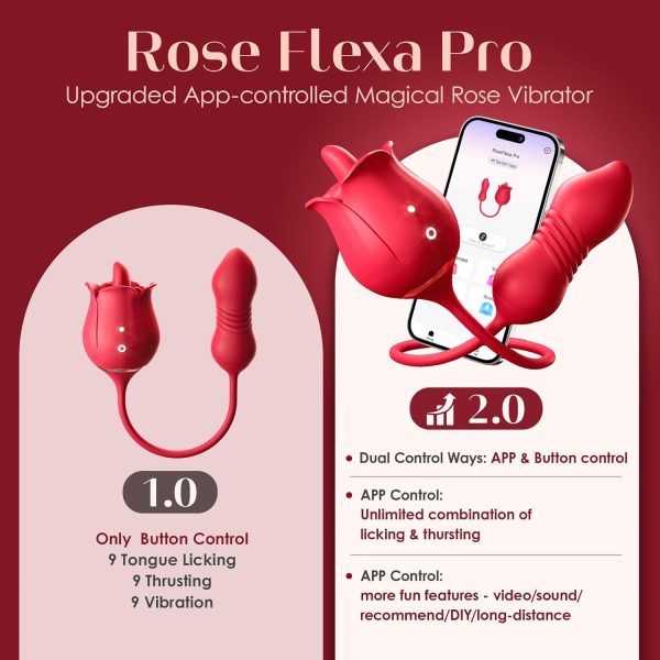 Sex Toys Rose Vibrator Dildo - MOOLIGIRL 4IN1 Adult Toys for Women with 9 Tongue Licking & Thrusting Dildos G Spot Vibrators, Anal Rose Sex Toy Nipple Clitoral Stimulator Licker for Female Couples - Image 3