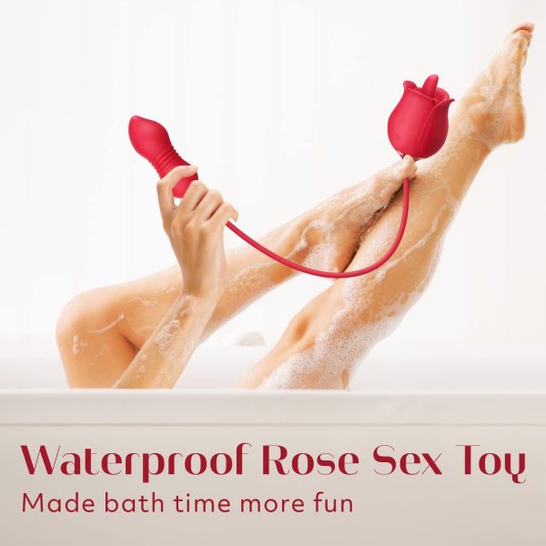 Sex Toys Rose Vibrator Dildo - MOOLIGIRL 4IN1 Adult Toys for Women with 9 Tongue Licking & Thrusting Dildos G Spot Vibrators, Anal Rose Sex Toy Nipple Clitoral Stimulator Licker for Female Couples - Image 4