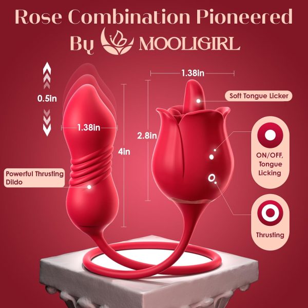 Sex Toys Rose Vibrator Dildo - MOOLIGIRL 4IN1 Adult Toys for Women with 9 Tongue Licking & Thrusting Dildos G Spot Vibrators, Anal Rose Sex Toy Nipple Clitoral Stimulator Licker for Female Couples - Image 5
