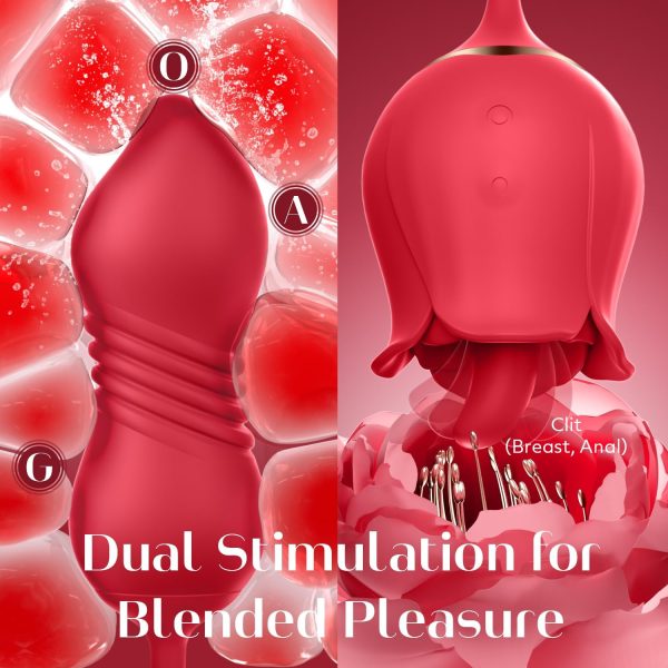 Sex Toys Rose Vibrator Dildo - MOOLIGIRL 4IN1 Adult Toys for Women with 9 Tongue Licking & Thrusting Dildos G Spot Vibrators, Anal Rose Sex Toy Nipple Clitoral Stimulator Licker for Female Couples - Image 19