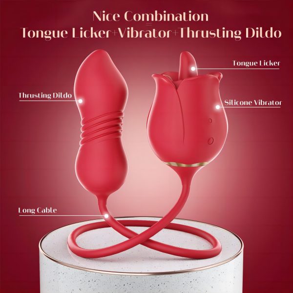 Sex Toys Rose Vibrator Dildo - MOOLIGIRL 4IN1 Adult Toys for Women with 9 Tongue Licking & Thrusting Dildos G Spot Vibrators, Anal Rose Sex Toy Nipple Clitoral Stimulator Licker for Female Couples - Image 21