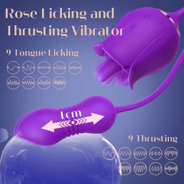 Sex Toys Rose Vibrator Dildo - MOOLIGIRL 4IN1 Adult Toys for Women with 9 Tongue Licking & Thrusting Dildos G Spot Vibrators, Anal Rose Sex Toy Nipple Clitoral Stimulator Licker for Female Couples - Image 27