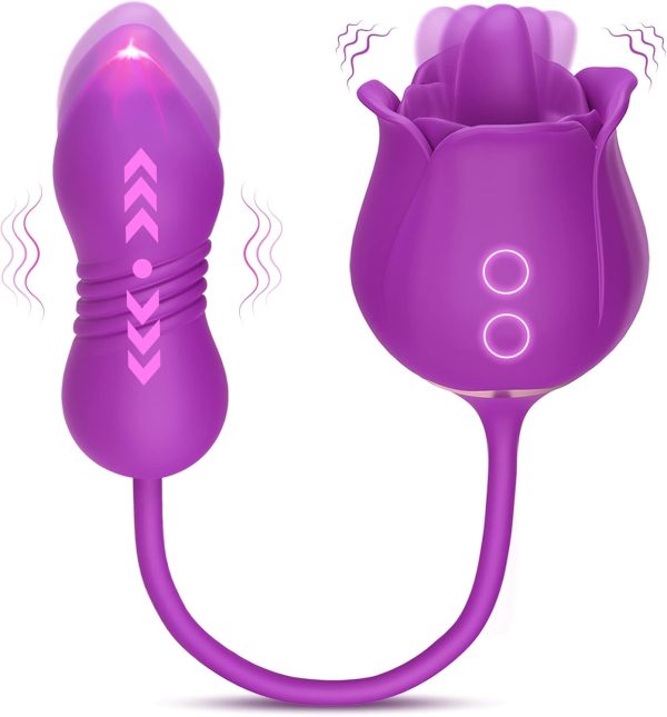 Sex Toys Rose Vibrator Dildo - MOOLIGIRL 4IN1 Adult Toys for Women with 9 Tongue Licking & Thrusting Dildos G Spot Vibrators, Anal Rose Sex Toy Nipple Clitoral Stimulator Licker for Female Couples - Image 31