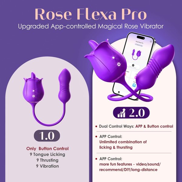 Sex Toys Rose Vibrator Dildo - MOOLIGIRL 4IN1 Adult Toys for Women with 9 Tongue Licking & Thrusting Dildos G Spot Vibrators, Anal Rose Sex Toy Nipple Clitoral Stimulator Licker for Female Couples - Image 33