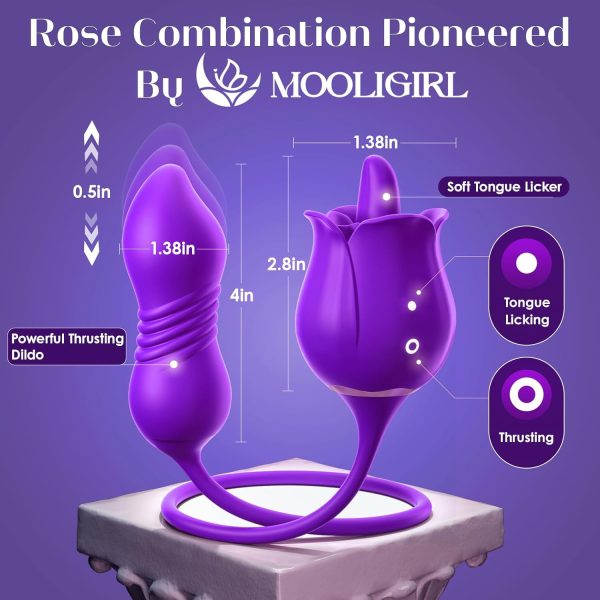 Sex Toys Rose Vibrator Dildo - MOOLIGIRL 4IN1 Adult Toys for Women with 9 Tongue Licking & Thrusting Dildos G Spot Vibrators, Anal Rose Sex Toy Nipple Clitoral Stimulator Licker for Female Couples - Image 34