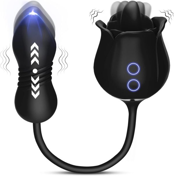 Sex Toys Rose Vibrator Dildo - MOOLIGIRL 4IN1 Adult Toys for Women with 9 Tongue Licking & Thrusting Dildos G Spot Vibrators, Anal Rose Sex Toy Nipple Clitoral Stimulator Licker for Female Couples - Image 35