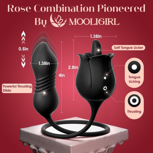Sex Toys Rose Vibrator Dildo - MOOLIGIRL 4IN1 Adult Toys for Women with 9 Tongue Licking & Thrusting Dildos G Spot Vibrators, Anal Rose Sex Toy Nipple Clitoral Stimulator Licker for Female Couples - Image 38