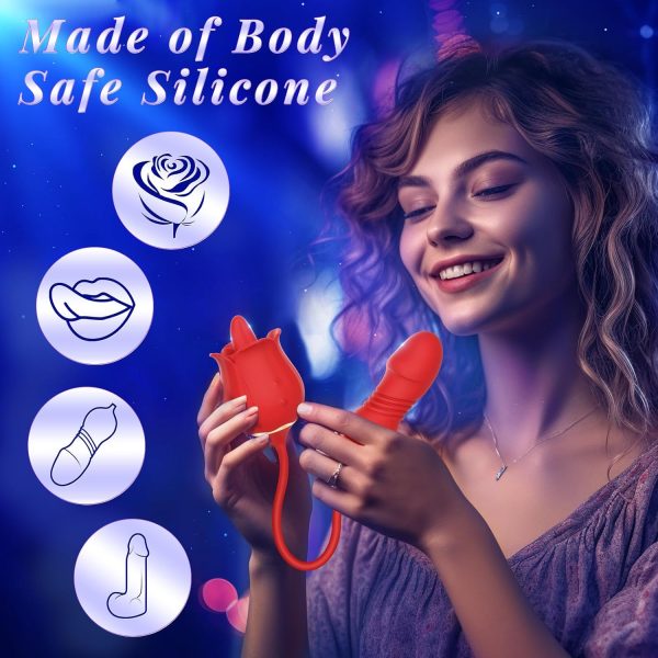 Sex Toys Rose Vibrator Dildo - MOOLIGIRL 4IN1 Adult Toys for Women with 9 Tongue Licking & Thrusting Dildos G Spot Vibrators, Anal Rose Sex Toy Nipple Clitoral Stimulator Licker for Female Couples - Image 46