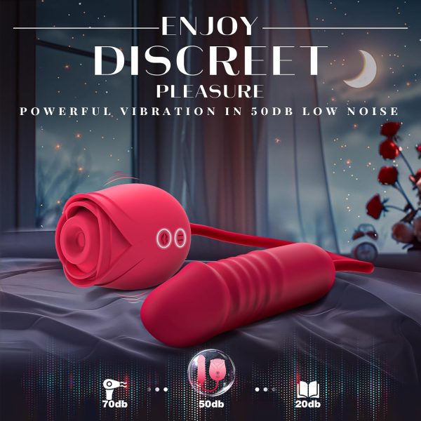 Vibrator Dildo Sex Toys for Women - MOOLIGIRL Rose Sex Toy with Thrusting G Spot Vibrators & 10 Sucking Modes for Clitoral Nipple Stimulation Anal Double-Ended Dildos Adult Sex Toys Games for Couples - Image 8