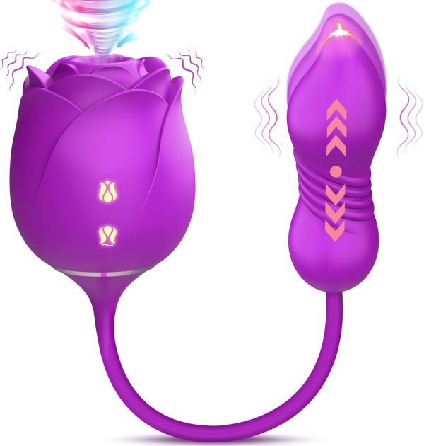 Vibrator Dildo Sex Toys for Women - MOOLIGIRL Rose Sex Toy with Thrusting G Spot Vibrators & 10 Sucking Modes for Clitoral Nipple Stimulation Anal Double-Ended Dildos Adult Sex Toys Games for Couples - Image 10