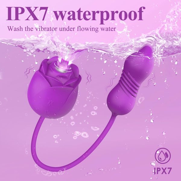 Vibrator Dildo Sex Toys for Women - MOOLIGIRL Rose Sex Toy with Thrusting G Spot Vibrators & 10 Sucking Modes for Clitoral Nipple Stimulation Anal Double-Ended Dildos Adult Sex Toys Games for Couples - Image 13
