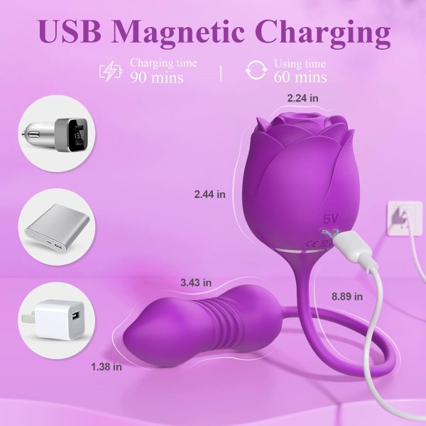 Vibrator Dildo Sex Toys for Women - MOOLIGIRL Rose Sex Toy with Thrusting G Spot Vibrators & 10 Sucking Modes for Clitoral Nipple Stimulation Anal Double-Ended Dildos Adult Sex Toys Games for Couples - Image 14