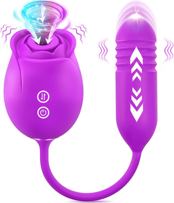 Vibrator Dildo Sex Toys for Women - MOOLIGIRL Rose Sex Toy with Thrusting G Spot Vibrators & 10 Sucking Modes for Clitoral Nipple Stimulation Anal Double-Ended Dildos Adult Sex Toys Games for Couples - Image 16