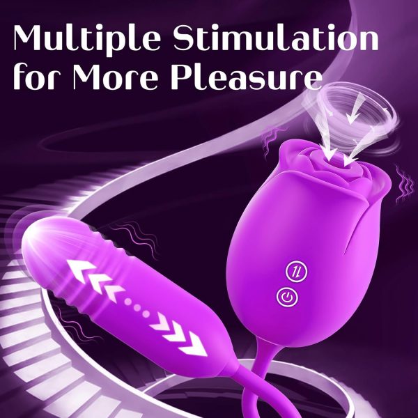 Vibrator Dildo Sex Toys for Women - MOOLIGIRL Rose Sex Toy with Thrusting G Spot Vibrators & 10 Sucking Modes for Clitoral Nipple Stimulation Anal Double-Ended Dildos Adult Sex Toys Games for Couples - Image 19