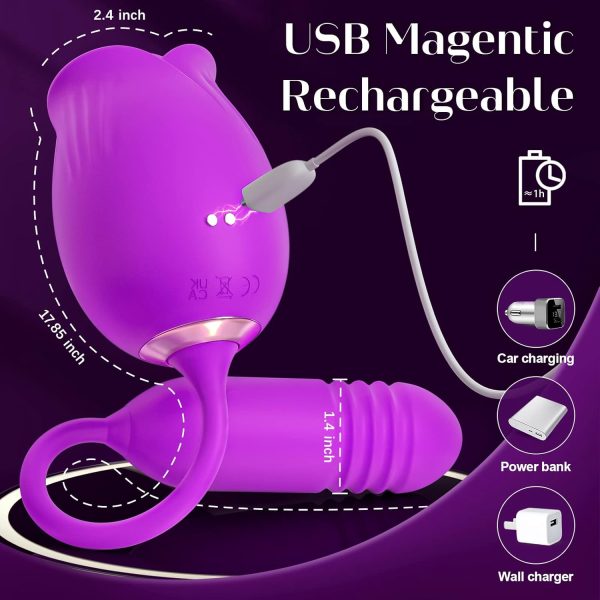 Vibrator Dildo Sex Toys for Women - MOOLIGIRL Rose Sex Toy with Thrusting G Spot Vibrators & 10 Sucking Modes for Clitoral Nipple Stimulation Anal Double-Ended Dildos Adult Sex Toys Games for Couples - Image 20