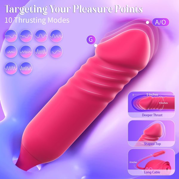 Vibrator Dildo Sex Toys for Women - MOOLIGIRL Rose Sex Toy with Thrusting G Spot Vibrators & 10 Sucking Modes for Clitoral Nipple Stimulation Anal Double-Ended Dildos Adult Sex Toys Games for Couples - Image 25