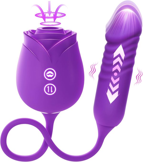 Vibrator Dildo Sex Toys for Women - MOOLIGIRL Rose Sex Toy with Thrusting G Spot Vibrators & 10 Sucking Modes for Clitoral Nipple Stimulation Anal Double-Ended Dildos Adult Sex Toys Games for Couples - Image 29