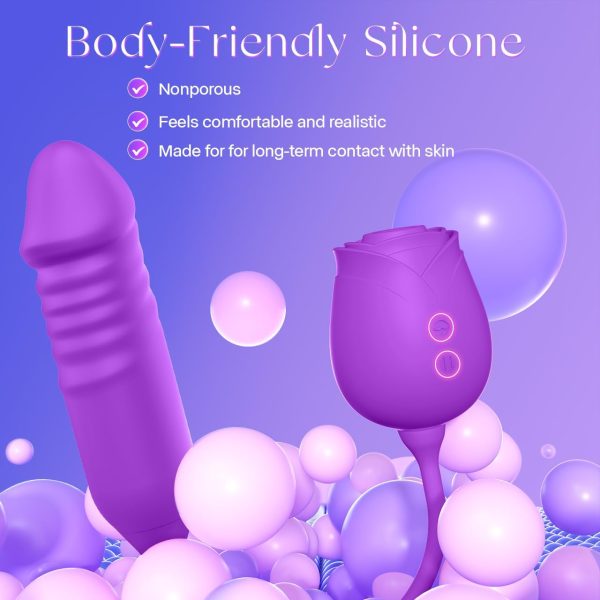 Vibrator Dildo Sex Toys for Women - MOOLIGIRL Rose Sex Toy with Thrusting G Spot Vibrators & 10 Sucking Modes for Clitoral Nipple Stimulation Anal Double-Ended Dildos Adult Sex Toys Games for Couples - Image 32