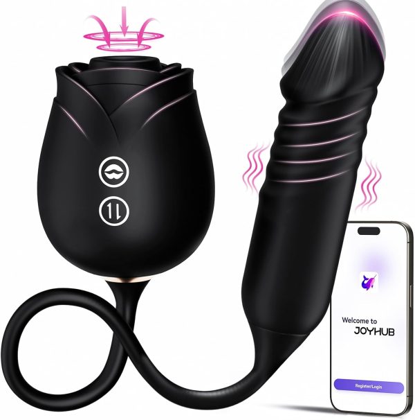 Vibrator Dildo Sex Toys for Women - MOOLIGIRL Rose Sex Toy with Thrusting G Spot Vibrators & 10 Sucking Modes for Clitoral Nipple Stimulation Anal Double-Ended Dildos Adult Sex Toys Games for Couples - Image 36