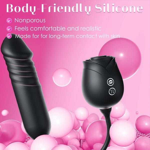 Vibrator Dildo Sex Toys for Women - MOOLIGIRL Rose Sex Toy with Thrusting G Spot Vibrators & 10 Sucking Modes for Clitoral Nipple Stimulation Anal Double-Ended Dildos Adult Sex Toys Games for Couples - Image 42