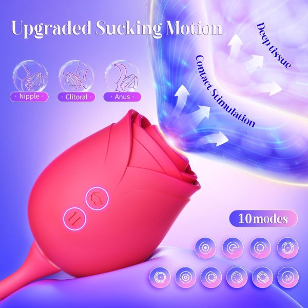 Vibrator Dildo Sex Toys for Women - MOOLIGIRL Rose Sex Toy with Thrusting G Spot Vibrators & 10 Sucking Modes for Clitoral Nipple Stimulation Anal Double-Ended Dildos Adult Sex Toys Games for Couples - Image 46