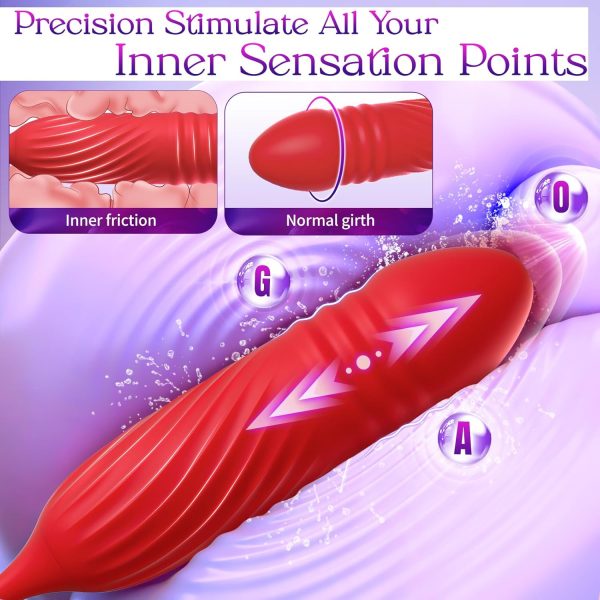 Rose Toy Vibrator Sex Toys for Women - MOOLIGIRL Big Mouth Tongue Licking Vibrators for Clitoral Nipple Pleasure, Thrusting Dildo for G Spot Anal Stimulation, Sexy Lips Adult Toys for Female Couples - Image 4