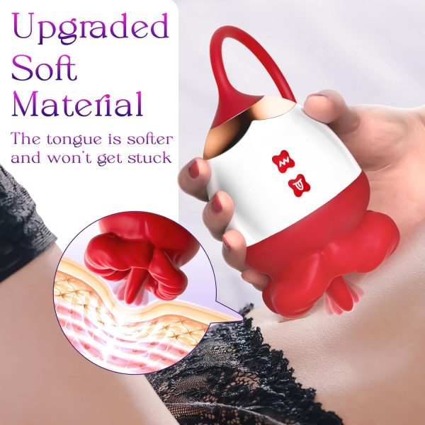 Rose Toy Vibrator Sex Toys for Women - MOOLIGIRL Big Mouth Tongue Licking Vibrators for Clitoral Nipple Pleasure, Thrusting Dildo for G Spot Anal Stimulation, Sexy Lips Adult Toys for Female Couples - Image 5