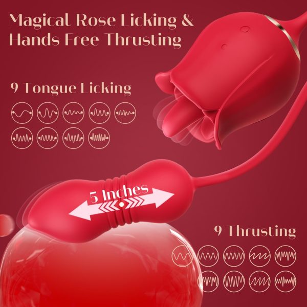 Rose Toy Vibrator Sex Toys for Women - MOOLIGIRL Big Mouth Tongue Licking Vibrators for Clitoral Nipple Pleasure, Thrusting Dildo for G Spot Anal Stimulation, Sexy Lips Adult Toys for Female Couples - Image 11