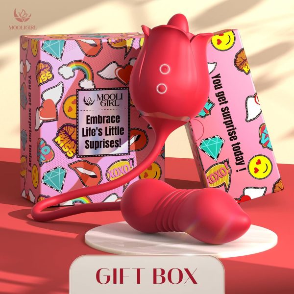 Rose Toy Vibrator Sex Toys for Women - MOOLIGIRL Big Mouth Tongue Licking Vibrators for Clitoral Nipple Pleasure, Thrusting Dildo for G Spot Anal Stimulation, Sexy Lips Adult Toys for Female Couples - Image 15