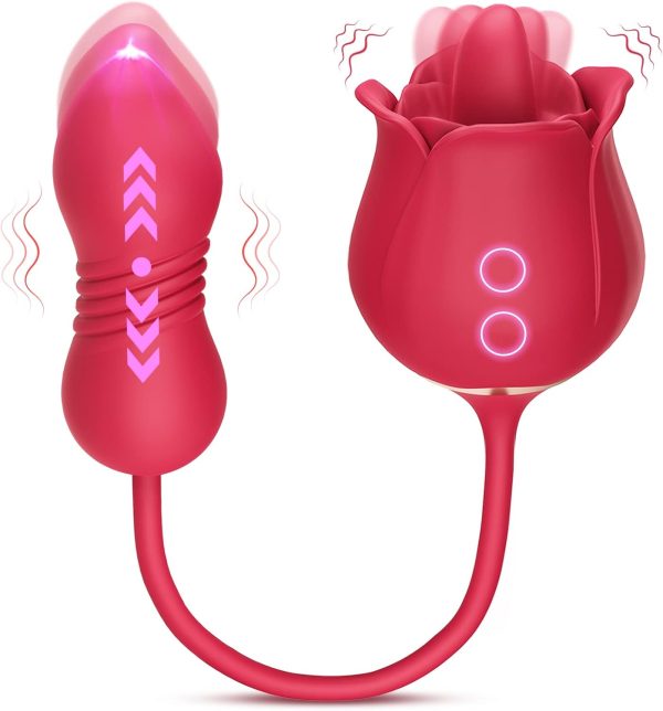 Rose Toy Vibrator Sex Toys for Women - MOOLIGIRL Big Mouth Tongue Licking Vibrators for Clitoral Nipple Pleasure, Thrusting Dildo for G Spot Anal Stimulation, Sexy Lips Adult Toys for Female Couples - Image 33