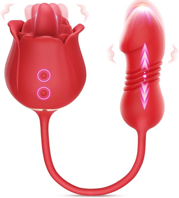Rose Toy Vibrator Sex Toys for Women - MOOLIGIRL Big Mouth Tongue Licking Vibrators for Clitoral Nipple Pleasure, Thrusting Dildo for G Spot Anal Stimulation, Sexy Lips Adult Toys for Female Couples - Image 42