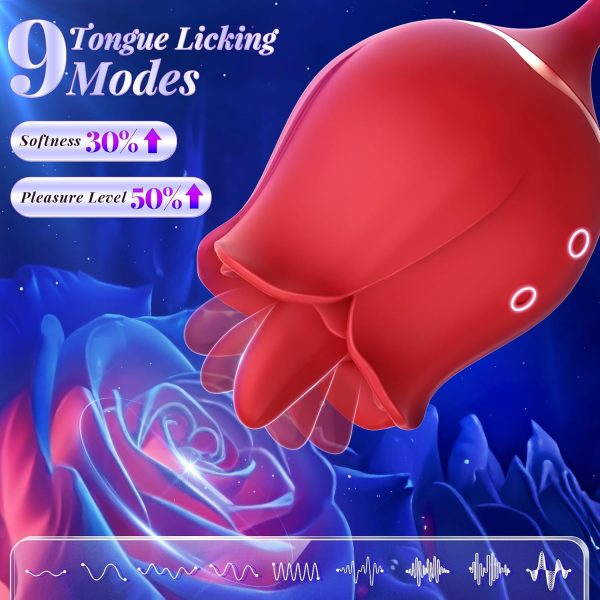 Rose Toy Vibrator Sex Toys for Women - MOOLIGIRL Big Mouth Tongue Licking Vibrators for Clitoral Nipple Pleasure, Thrusting Dildo for G Spot Anal Stimulation, Sexy Lips Adult Toys for Female Couples - Image 44