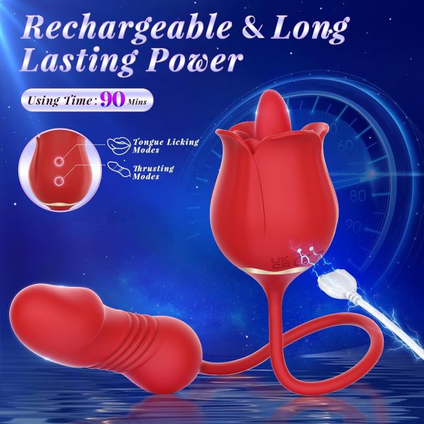 Rose Toy Vibrator Sex Toys for Women - MOOLIGIRL Big Mouth Tongue Licking Vibrators for Clitoral Nipple Pleasure, Thrusting Dildo for G Spot Anal Stimulation, Sexy Lips Adult Toys for Female Couples - Image 48