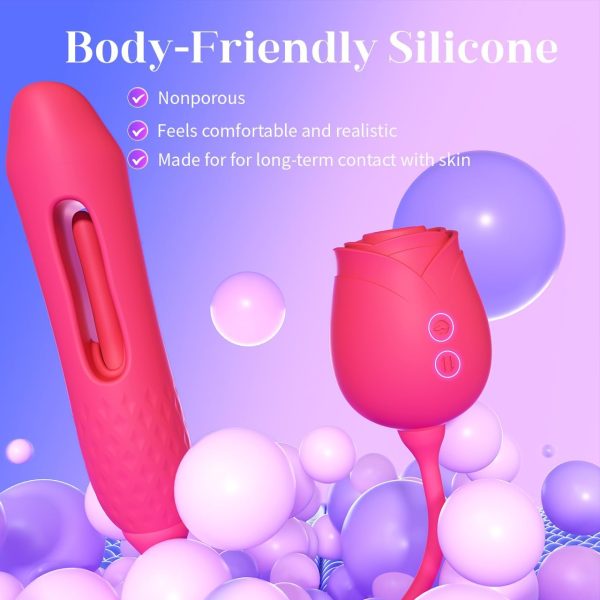 MOOLIGIRL Sucking Vibrator Rose Sex Toy - 10 Suction Vibration Flapping Clitoral Stimulator & G Spot Thrusting Dildo, Anal Nipple Clit Sucker for Women & Couples, Adult Sex Toys Sexual Pleasure Tools - Image 5