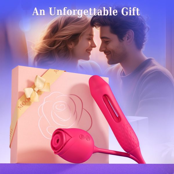 MOOLIGIRL Sucking Vibrator Rose Sex Toy - 10 Suction Vibration Flapping Clitoral Stimulator & G Spot Thrusting Dildo, Anal Nipple Clit Sucker for Women & Couples, Adult Sex Toys Sexual Pleasure Tools - Image 7