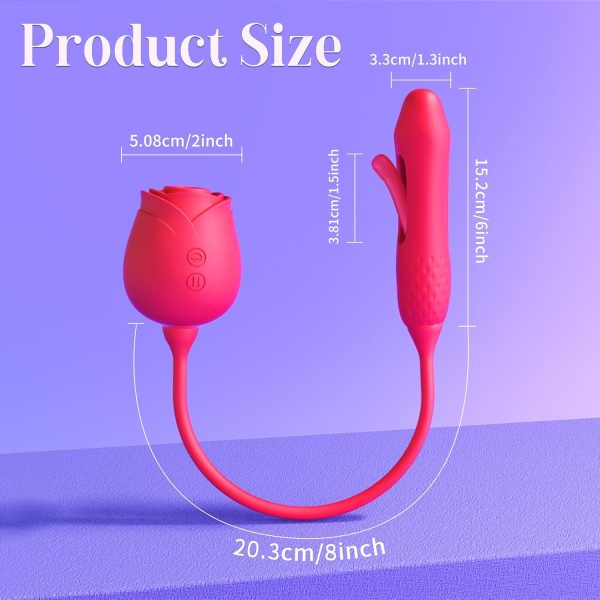 MOOLIGIRL Sucking Vibrator Rose Sex Toy - 10 Suction Vibration Flapping Clitoral Stimulator & G Spot Thrusting Dildo, Anal Nipple Clit Sucker for Women & Couples, Adult Sex Toys Sexual Pleasure Tools - Image 8