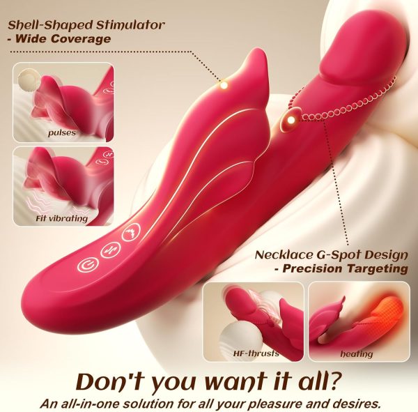 Thrusting Vibrator Dildo Sex Toys - MOOLIGIRL 5IN1 APP Control Women Adult Toys with Heating, 9×10 Modes Rabbit Vibrators for Clitoral G Spot Stimulation, Couples Female Rose Sex Toy for Vagina Anal - Image 2