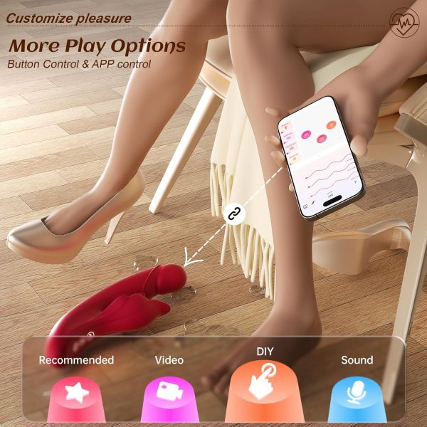 Thrusting Vibrator Dildo Sex Toys - MOOLIGIRL 5IN1 APP Control Women Adult Toys with Heating, 9×10 Modes Rabbit Vibrators for Clitoral G Spot Stimulation, Couples Female Rose Sex Toy for Vagina Anal - Image 5