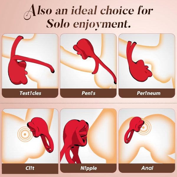 Vibrating Cock Ring Sex Toys - MOOLIGIRL 3-in-1 Penis Ring Vibrator Clitoral Stimulator with Tongue Licking, 7 Modes Adult Couples Sex Toys for Men and Women, Rose Sex Toy Vibrators for Anal Nipple - Image 5