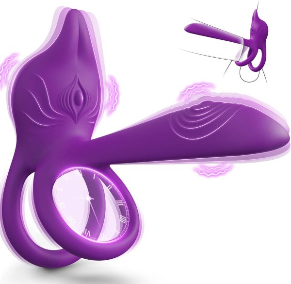 Vibrating Cock Ring Sex Toys - MOOLIGIRL 3-in-1 Penis Ring Vibrator Clitoral Stimulator with Tongue Licking, 7 Modes Adult Couples Sex Toys for Men and Women, Rose Sex Toy Vibrators for Anal Nipple - Image 9