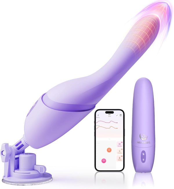 Thrusting Vibrator Adult Sex Toys for Women - 5IN1 Sex Machine with Heating & 10 Thrusting Vibrating Modes, App Control & Detachable Suction Base, G Spot Anal Dildo for Couples Female Men Pleasure