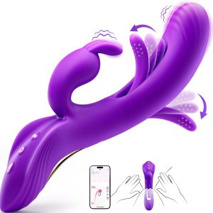 Vibrator Sex Toys for Women - 4IN1 Rabbit Vibrators Adult Toys with 7 Flapping & Vibrating & Tapping Modes, New APP G Spot Anal Thrusting Dildo, Clitoral Vibrater for Female Couples Rose Sex Toy Games
